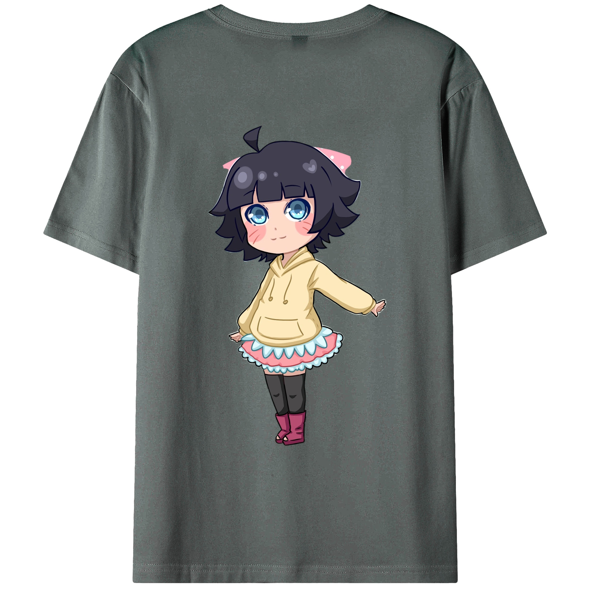 （画像用） NARUTO -ナルト- うずまき ヒマワリ Uzumaki Himawari 綿100％ メンズ半袖Tシャツ（バックプリント） 通気性